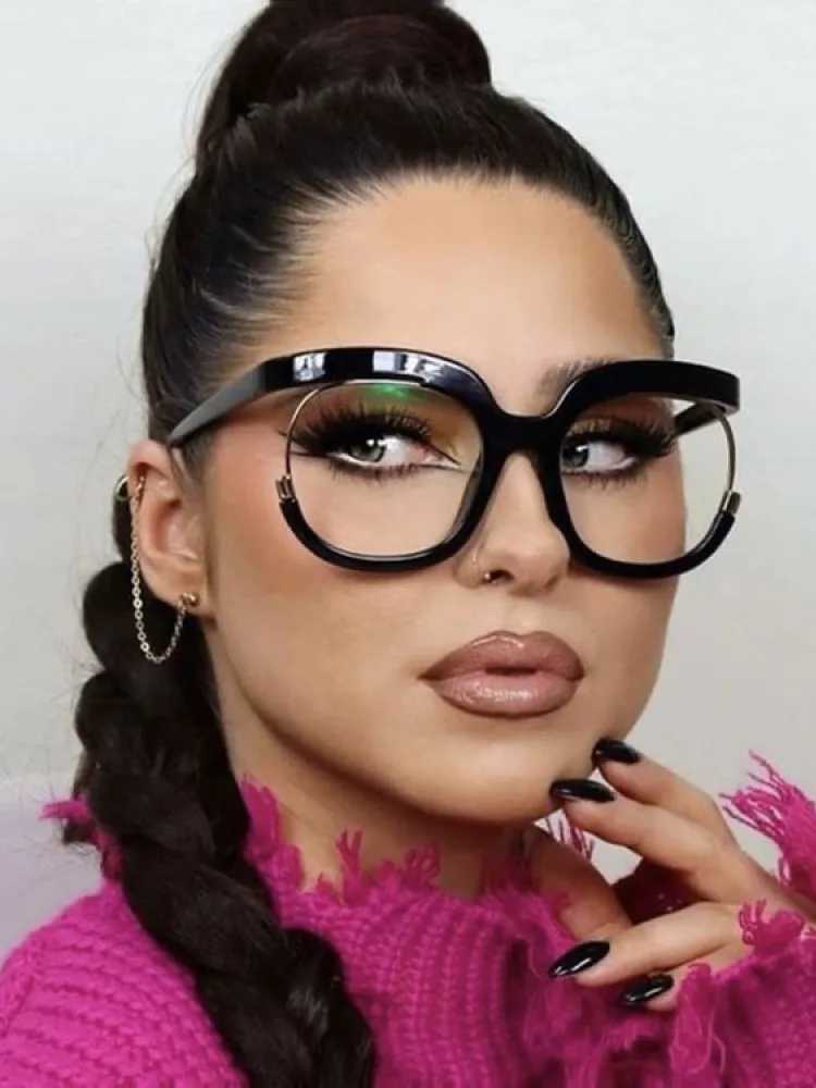 Transparent blue light blocking glasses large glasses frame womens frame anti blue light trend round glasses M240902