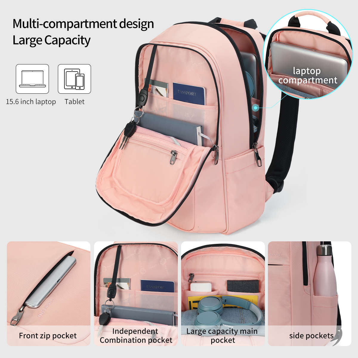 Tigernu Anti Theft Laptop Backpack Waterproof Bagpack Lightweight Women Backpacks School Bags For Women Travel Backpacks Female