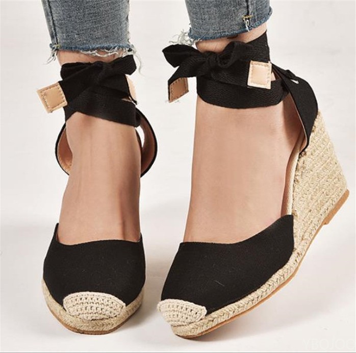 New Women's Espadrille Ankle Strap Sandals Comfortable Slippers Ladies Womens Casual Shoes Breathable Flax Hemp Canvas Pumps 29e4