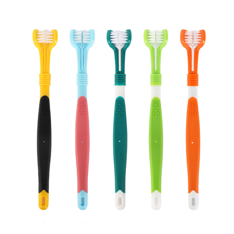 Pet Toothbrush Three-Head Toothbrush Multi-angle Cleaning Addition Bad Breath Tartar Teeth Care Dog Cat Cleaning Mouth