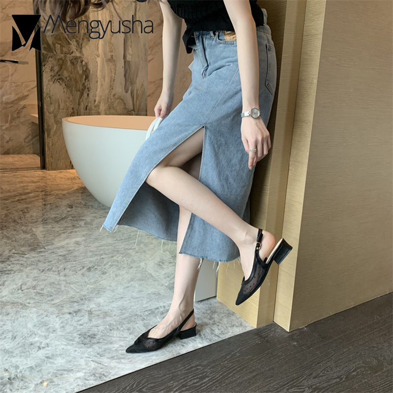 2025 new Woman Classic Shoes Sgback Polka Dot Sandals Mujer Low Heels Lace Sandalias Femme Air Mesh Lolita Flip ps Ladies