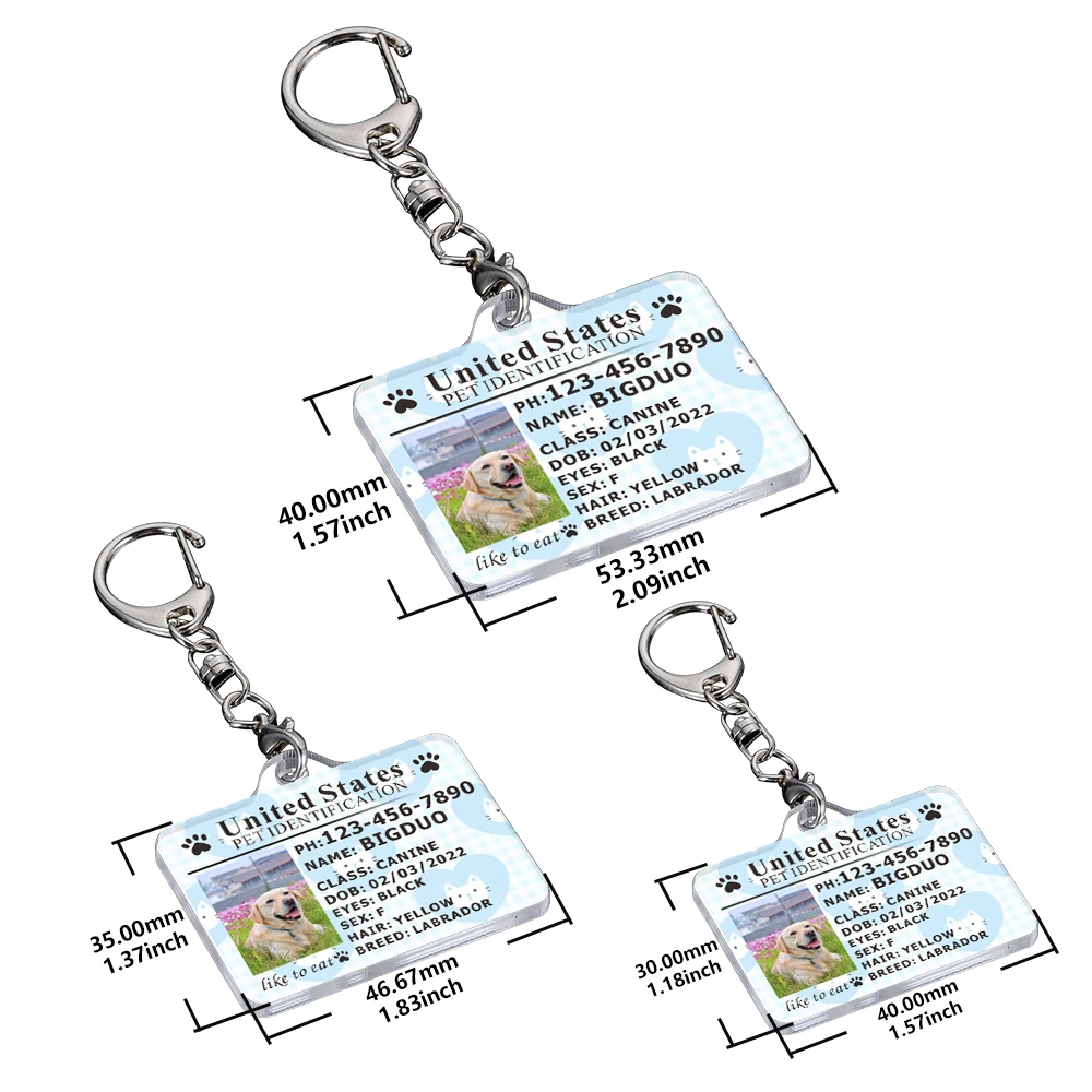Personalized Dog Cat Photo Tag Customized Pet ID Card Pet ID Collar Pets Information Tags Pet Puppy Kitten Tag Accessories