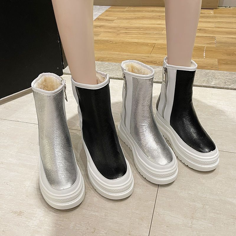 Snow Women Waterproonti-slip Winter Shoes Thick Sole Plaforms Ankle Boot Plush Warm Cotton Shoe Side Zip Women's Boots