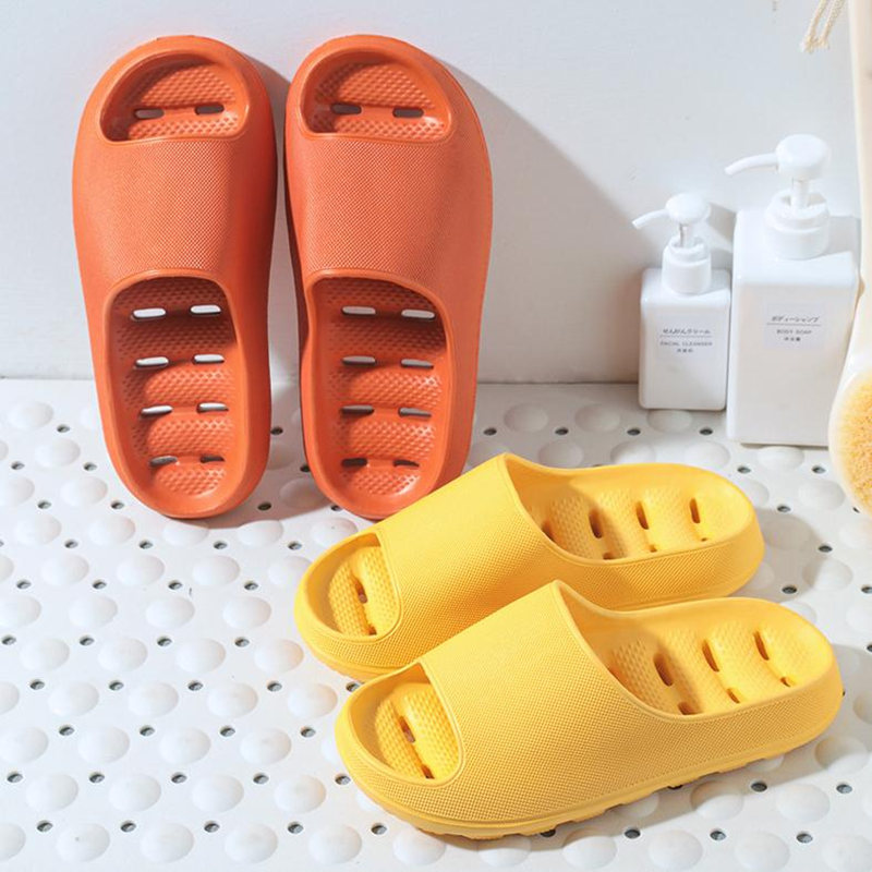 2024 New Women Indoor Slippers Thick Sole Cut-out Summer Shoes Woman Men Bathroom Slides Soft EVA Lovers Home Platform Slipper