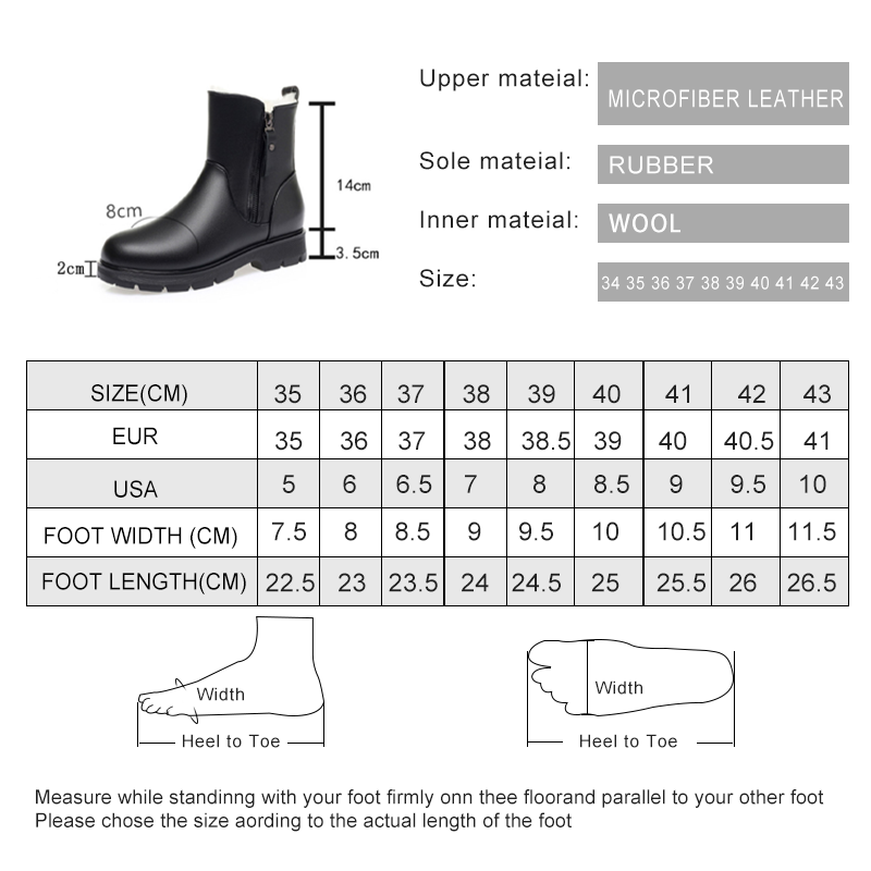 Ladies AIYUQI Winter 2024 New Large Size Short Natural Wool Warm Marton Women Snow Boots 157b