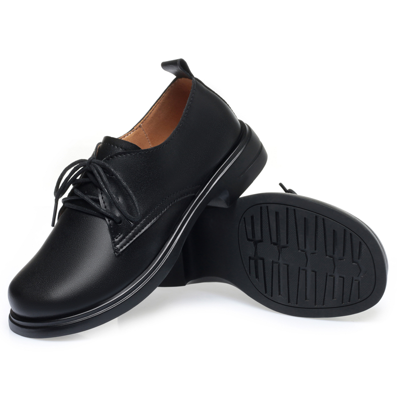 2025 NEW Genuine AIYUQI Leather Spring Thick Heel British Style Ladies Round Toe Lace up Work Shoes For Women ca