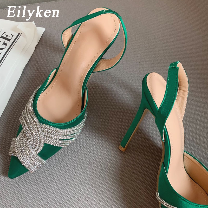 Eilyken New New Spring Woman Pumps Crystal Rhie Pointed Toe High Heels Shoes Sexy Party Strippers Stiletto Sandals 42c3