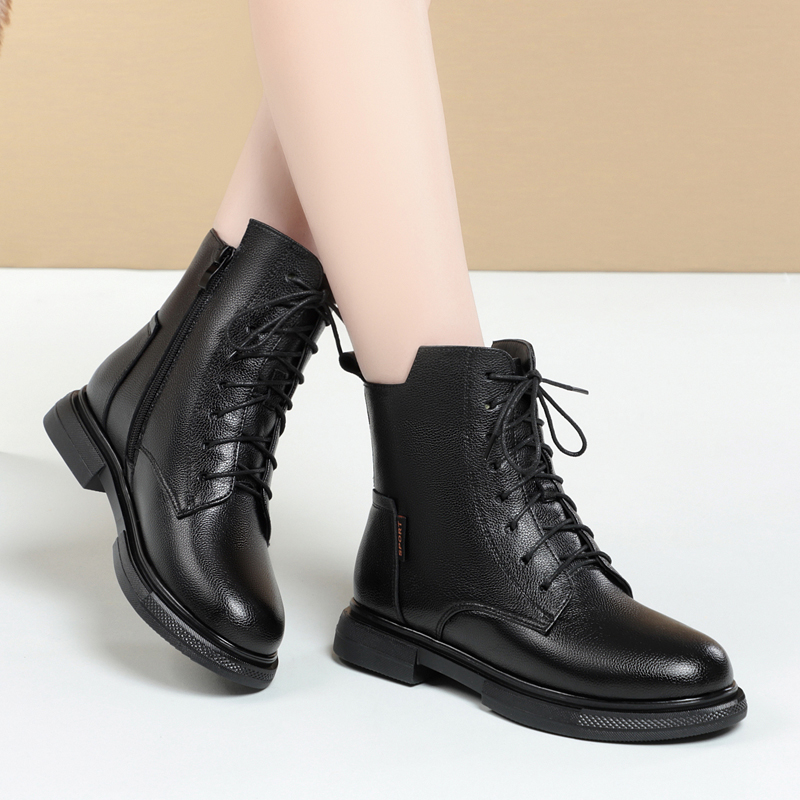 AIYUQI Women Winter Boots Wool Warm 2024 New Large Size Women's Ankle Boots Non Slip Genuine Leather Women's Snow Boots