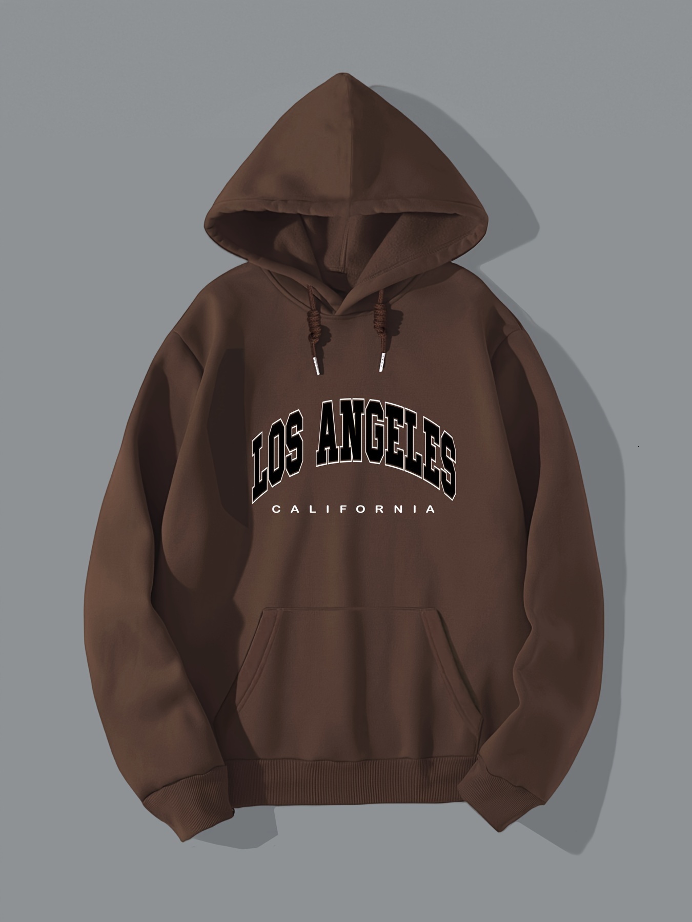 Los Angeles Print Hoodie, Cool Hoodies For Men, Men's Casual Graphic Design Pullover Hooded Sweatshirt With Kangaroo Pocket Streetwear For Winter