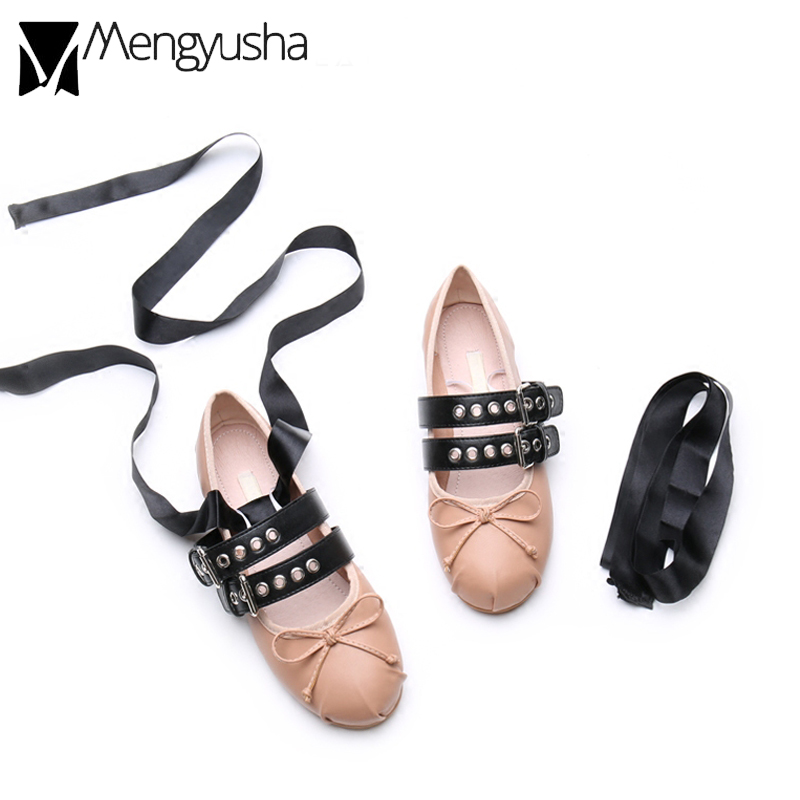autumn new ballet 2979b spring flats women foldable ladies buckle strap decorate moccasins silk riband bow lace up flat shoes