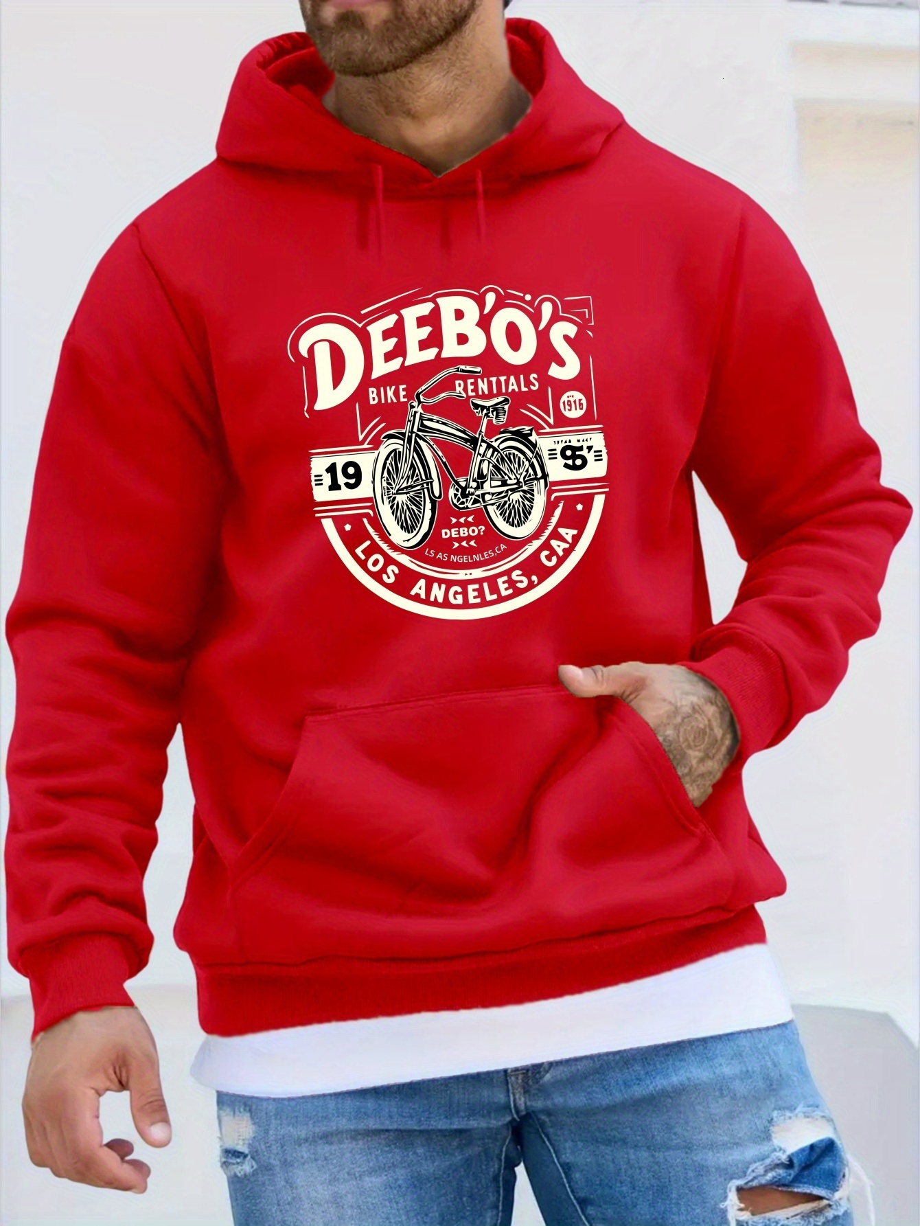 Men's Warm Plush Hooded Pullover Sweatshirt - Soft Slight Stretch Polyester Fabric, Long Sleeve, Kangaroo Pocket, Drawstring, Stylish Versatile D