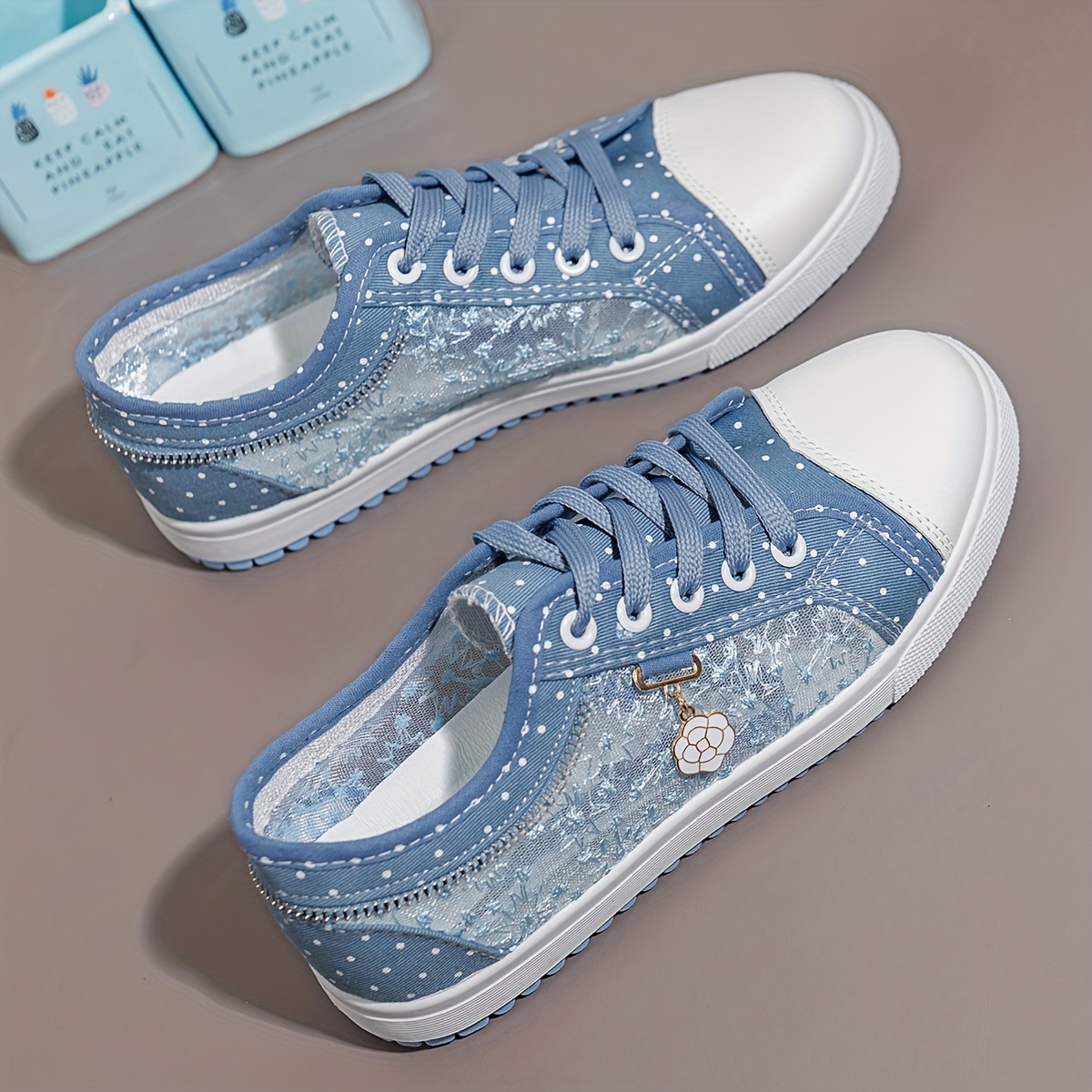 Women Fashion Summer Casual Cutouts Lace Canvas Hollow Breathable Platform Flat Shoes Woman Sneakers