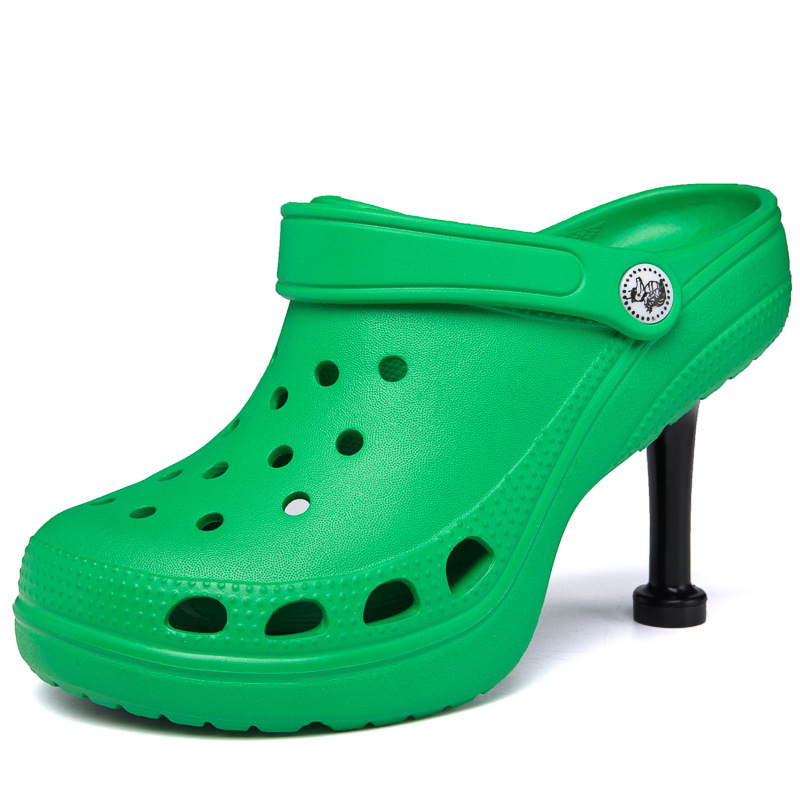 2022 Summer New High-Heeled Ladies Slippers Women Two-Wear High-Heeled Shoes Heightened Fashion Slippers Outdoor Leisure Sandals