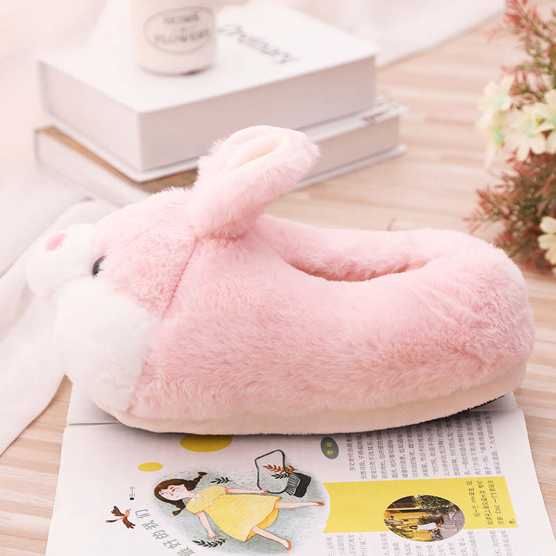 House Fluffy Women Slippers Cute Cartoon Pink Bunny Girls Fur Slides Bedroom Indoor Rabbits Warm Plush Ladies Casual Shoes 476