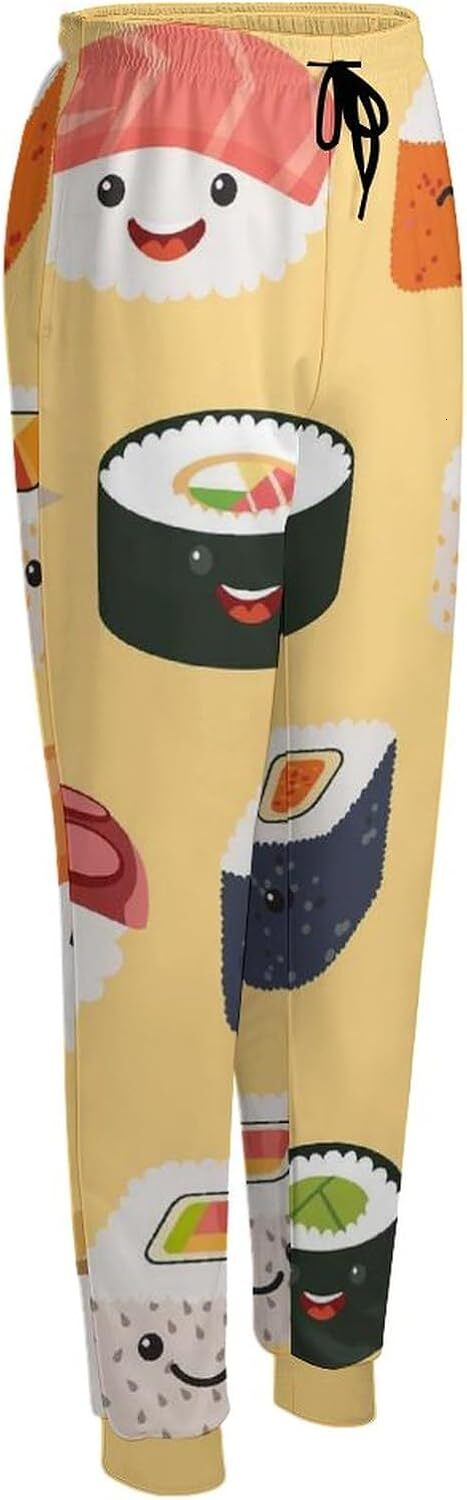 Sweatpants Mens Women 3D Printed Patterned Rice And Vegetable Roll Pants Lounge Drawstring Pajamas With Pockets Sweat Trousers Y2K