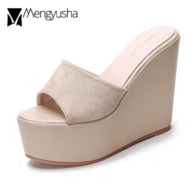 7cm Platform Wedges Sandals Women High Heels Flock Shoes Summer Open Toe Height Increased Slippers Ladies Trendy Flipflops 2024