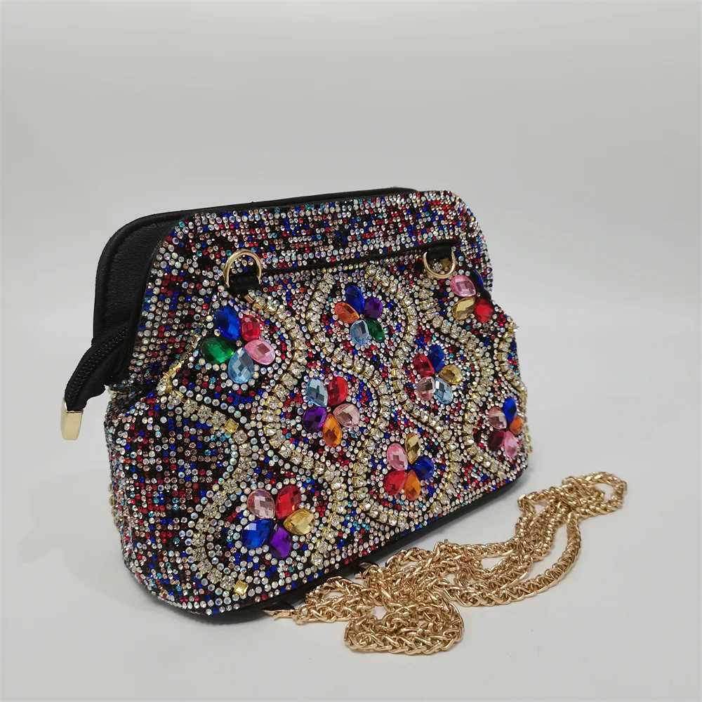 Charming Gold Rhinestones Evening Clutch Handbags Shiny Dinner Party Wedding Shoulder Underarm Bag for Women 240902