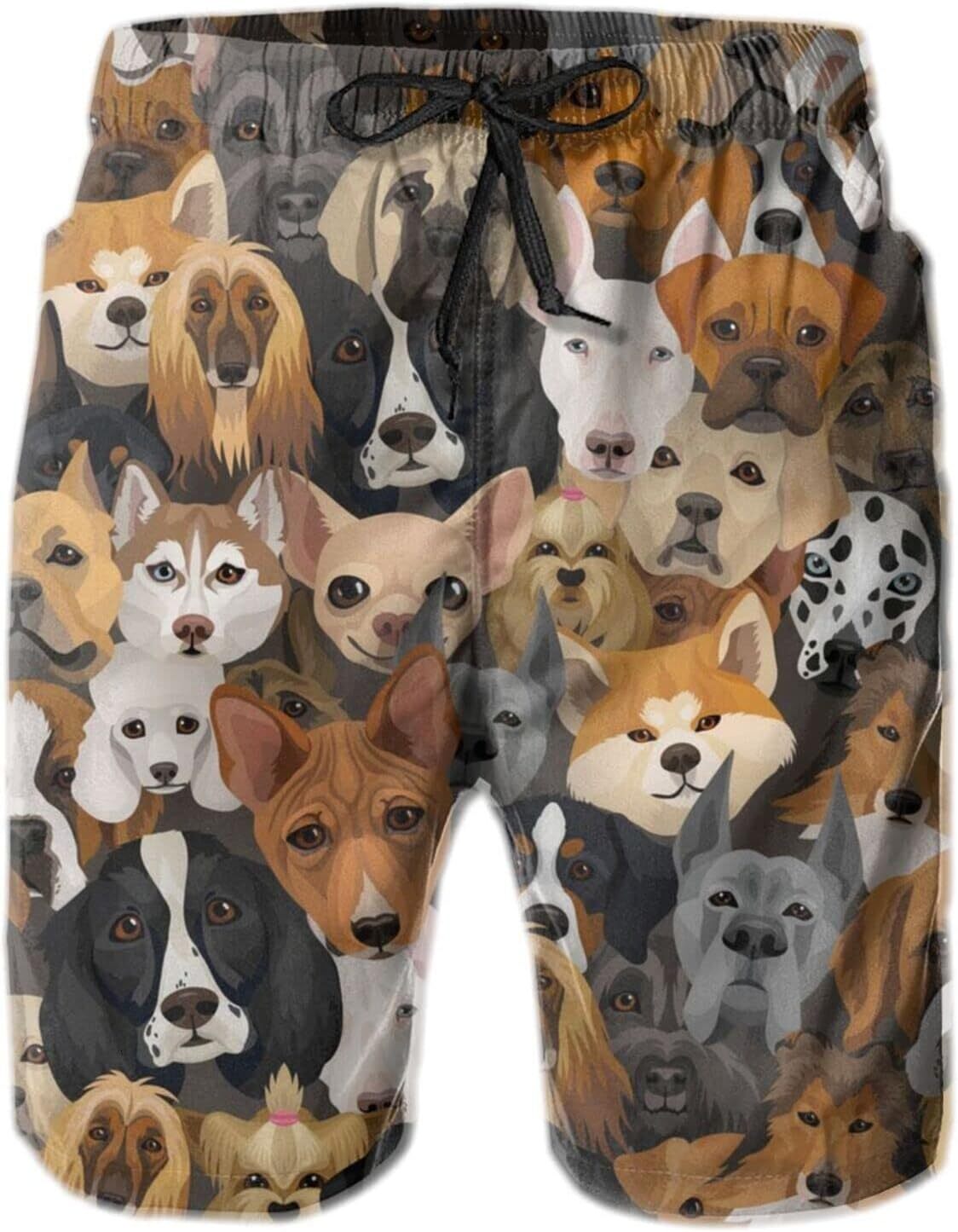 Mens Shorts 3D Printed Pattern Cute Dogs Swim Trunks Quick Dry Fashion Beach Board Swimwear