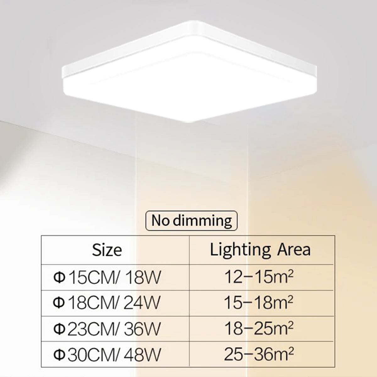 Square LED Ceiling Light Bedroom Lights Neutral White Cool White Warm White 48W 36W 24W 18W LED Ceiling Lighting D2.0
