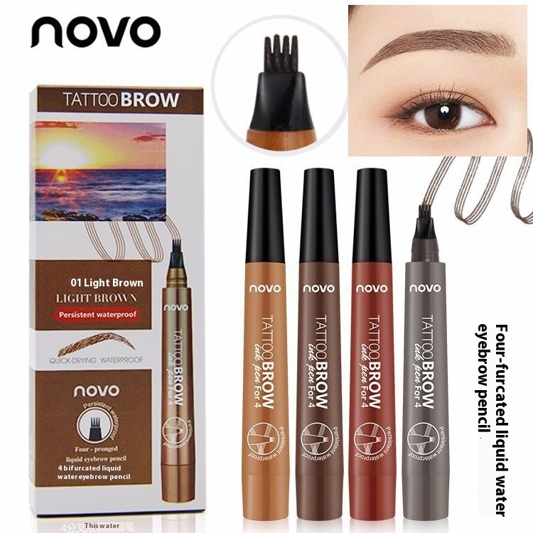 Durable NOVO Four Pronged Liquid Brow Liner for Precise Application Water Resistance & No Smudge Design
