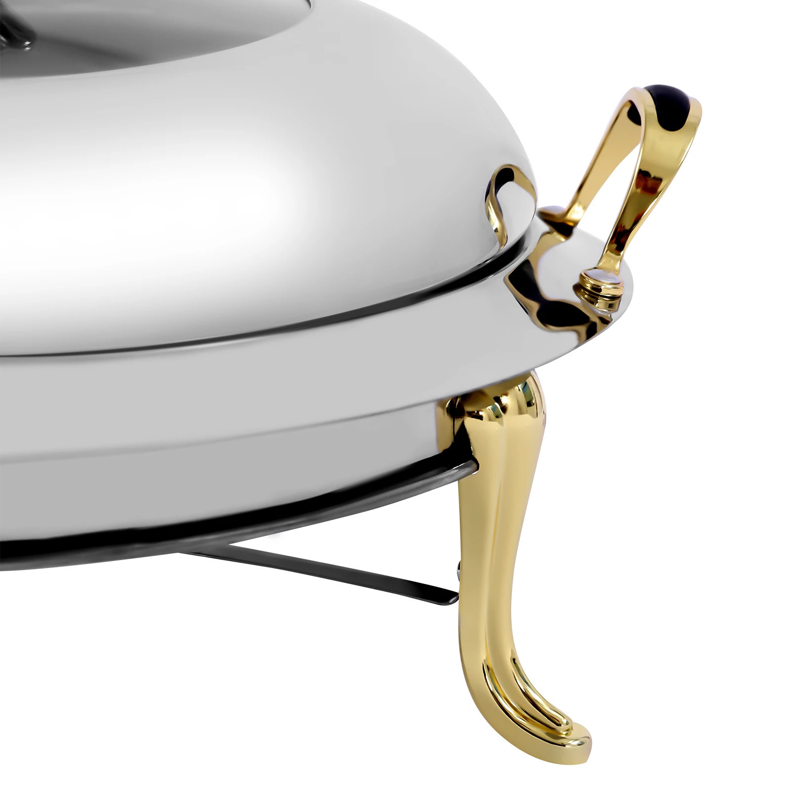 Silver Gold Chafing Dish Stainless Steel Round Durable Buffet Warmer Tray Durable Frame with Lid and Chafing Fuel Holder 240902