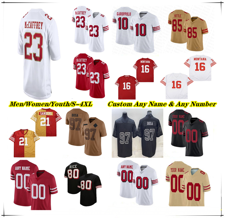 Brock Purdy Christian McCaffrey Football Jersey Deebo Samuel Sr Brandon Aiyuk George Kittle Fred Warner Nick Bosa Joe Montana Ricky Pearsall Jerry Rice Dre Greenlaw