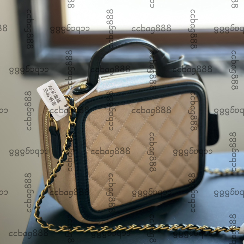 Womens Luxury Designer Caviar Leather Suitcase Camera Makeup Box Bag Top Handle Totes Large Capacity Outdoor Pocket GHW Crossbody Cosmetic Case Vanity 20CM