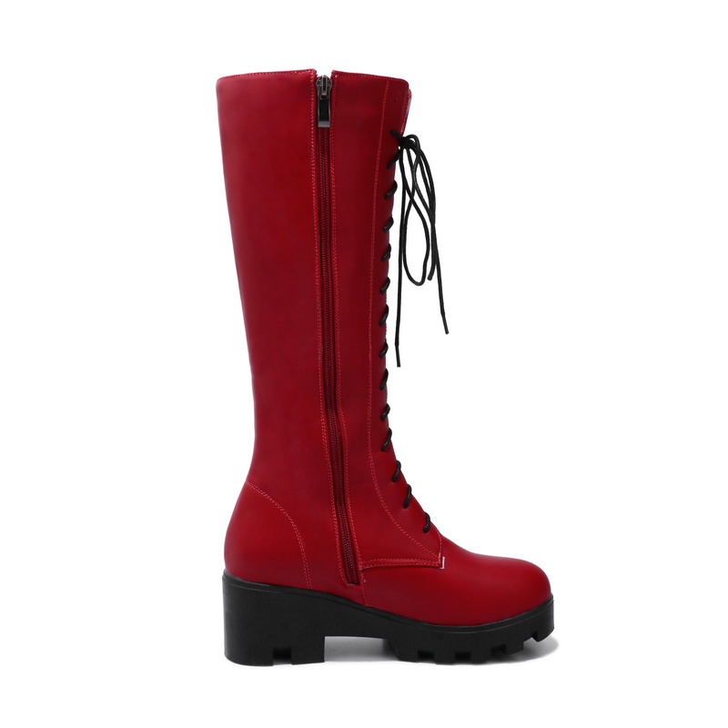 Plus 2021 Size 34-43 Buckles Women Shoes Woman Platform Lace Up Square Heel Riding Boots Winter Footwear Chaussure ujk90 a1b7