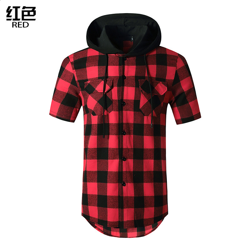 new mens hooded cardigan short sleeved shirt mens British style youth casual mens shirt 220322