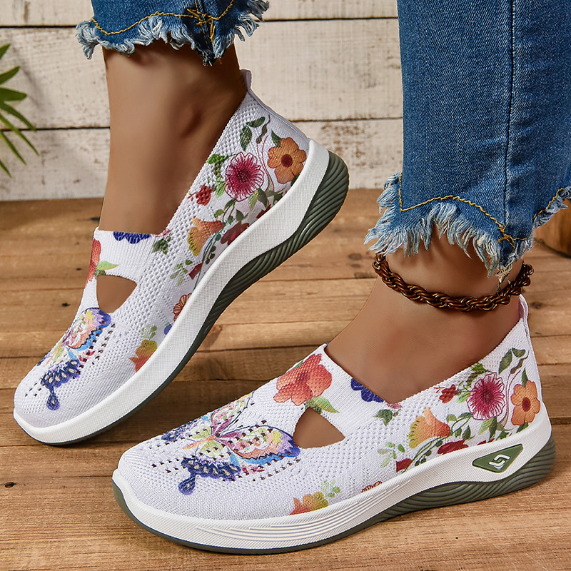 Shoes for women 2024 autumn new color matching fashion casual one-step soft sole mother shoes