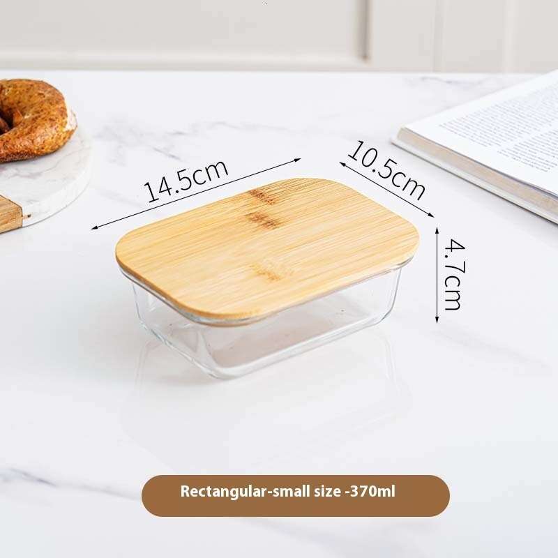 Household fresh-keeping glass lunch box, microwave heating special bowl, rectangular office worker bento box