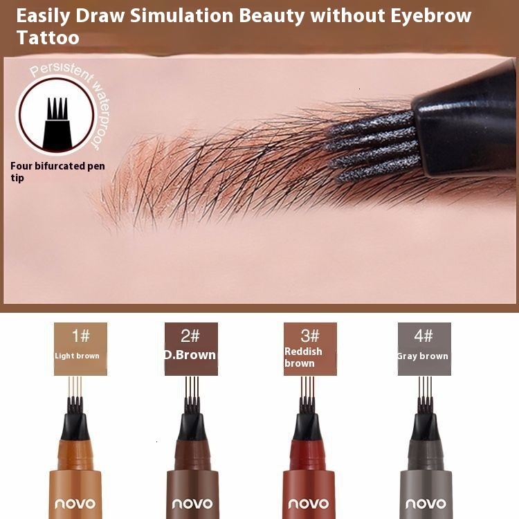 Durable NOVO Four Pronged Liquid Brow Liner for Precise Application Water Resistance & No Smudge Design
