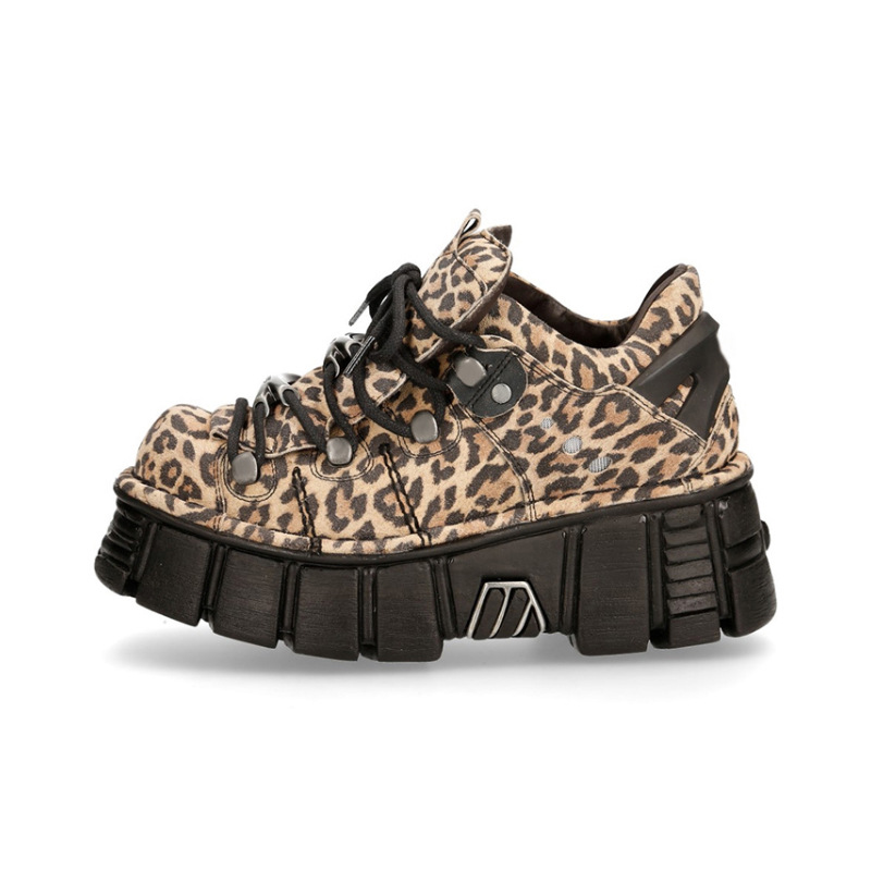 Sneakers bb804 Height Fashionable Increasing Leisure-Level Super Popular Leopard print Gothic Punk Platform High-Top Daddy Shoes