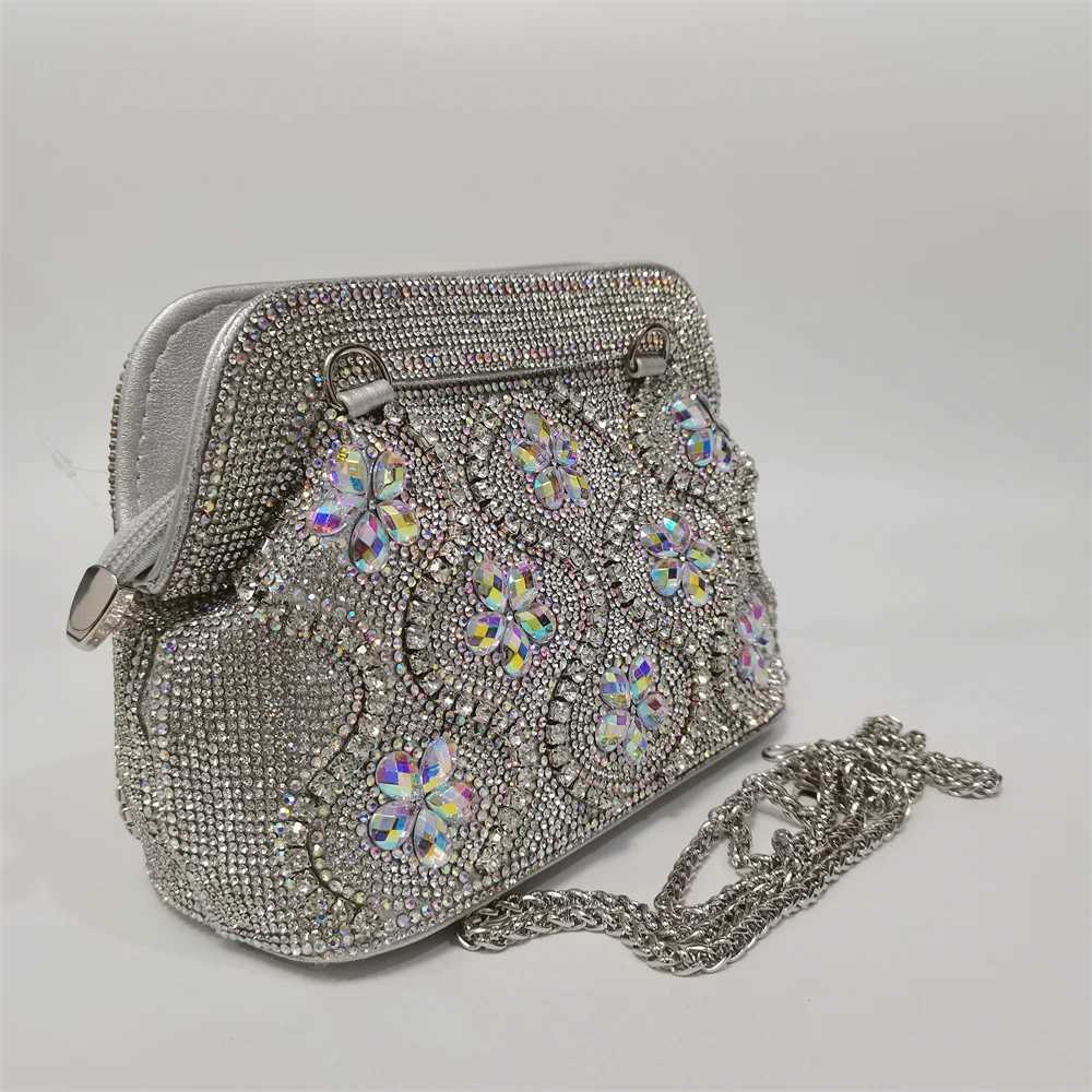 Charming Gold Rhinestones Evening Clutch Handbags Shiny Dinner Party Wedding Shoulder Underarm Bag for Women 240902