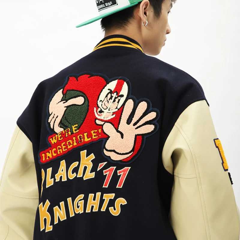 Men's Jackets Varsity Baseball Jacket Men Spring Leather Slve Letter Flocking Embroidery Bomber Jackets Women Hip Hop Casual Coat Strtwear Y24090