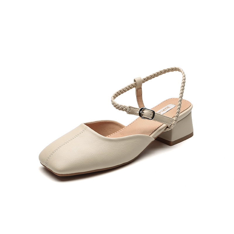 designer new knitted band gladiator sandals women square toe med-high heels bacg summer shoes woman cutout sandalias 2023