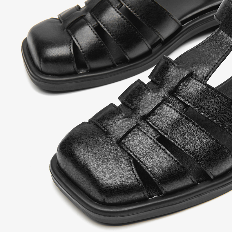 Sandals Beautoday Women Genuine Sheepskin Leather Low Heel New Round Toe Shoes Ladies Gladiator for Summer Handmade 33084 9918