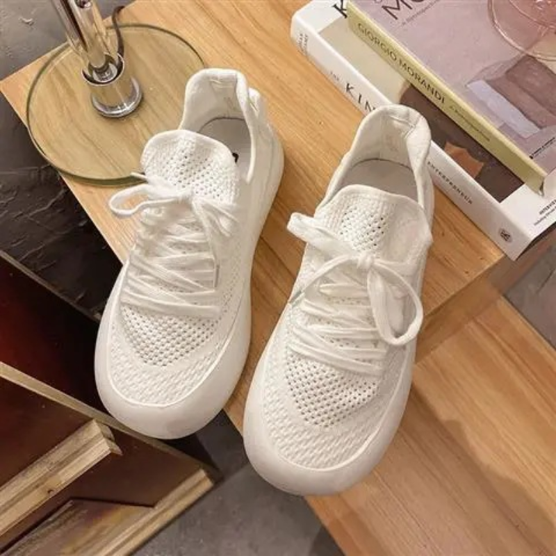 2025 NEW Mesh Knitted Women Summer Breathable Sneakers Fashion Flat Platform Ladies White Casual Sports Shoes Tenis Feminino a