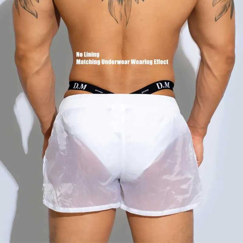 Hot and sexy transparent swimsuit shorts mens ultra-thin swimsuit competition underwear jacket swimsuit pants nylon swimsuit Desmiit SlipW240717 1 W25