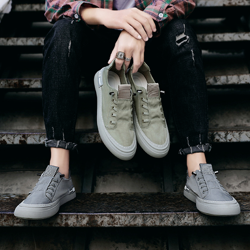 New Casual Shoes Men Breathable Four Seasons Fashion Board Shoes Men Sports Shoes Ice Silk Cloth Men Shoes Student Trendy Shoes