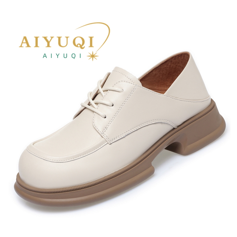 Loafers AIYUQI 2024 New British Style Lace-up Women's Spring Fashion Block Heel Comfortable Platform Ladies Shoes 4faf