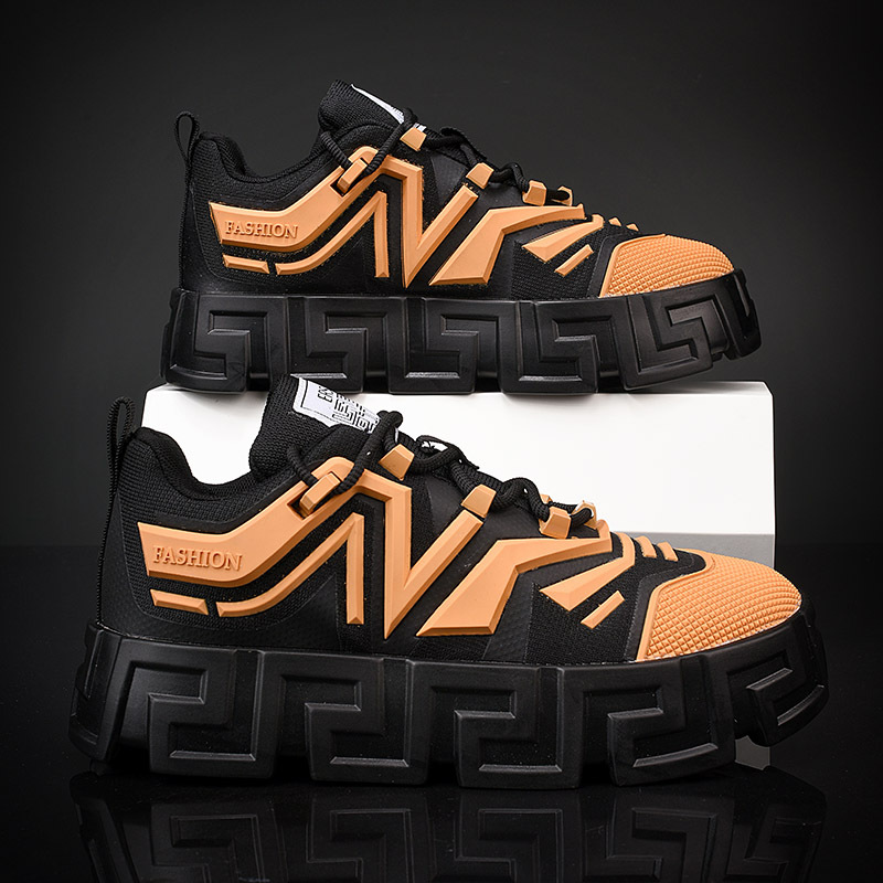 2024 new mens board shoes with personalized patterns fashionable thick sole and raised sole casual shoes for daily wear