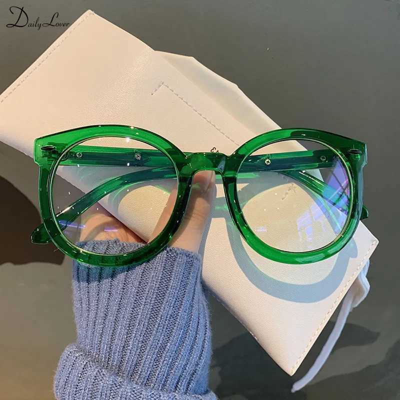 Retro round large frame regular glasses candy colored thick frame glasses mens fashion blue light blocking glasses M240902