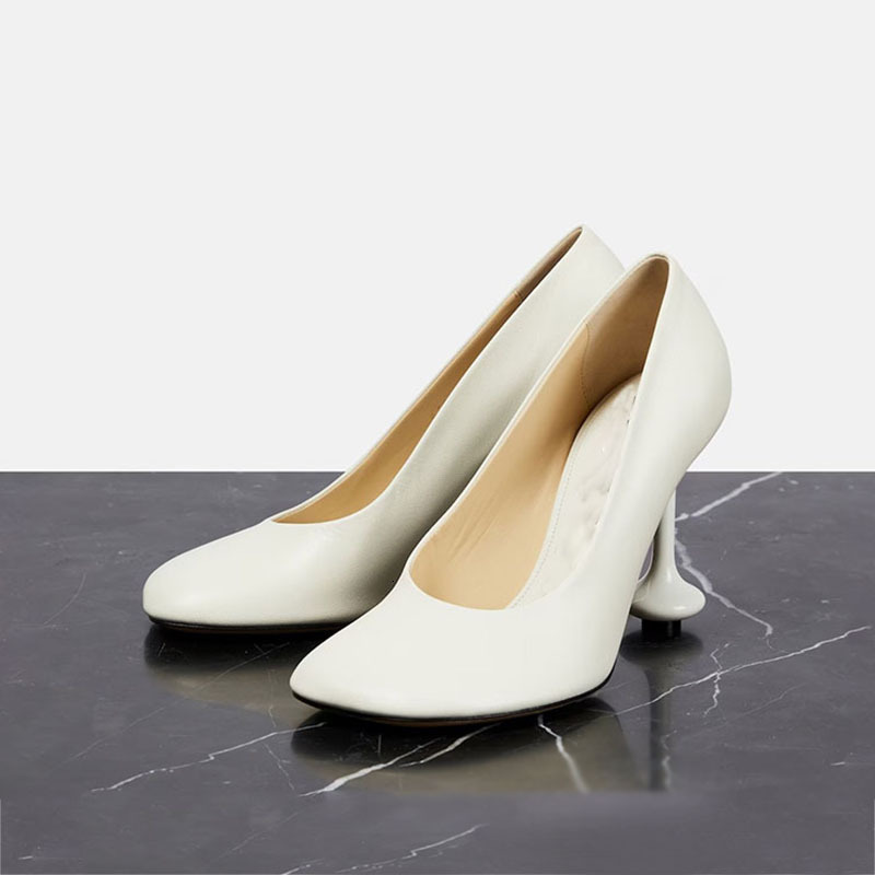 2024 Designer's Special Round Head High Heels 9cm Sexy High Heels Stiletto High Heels White Women's Wedding Shoes