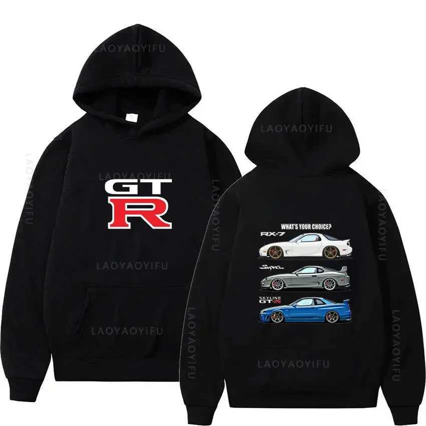 The first D GTR Skyline R34 pulley new hoodie and sweatshirt; Y2K Mens Autumn Basic Hoodie W250408