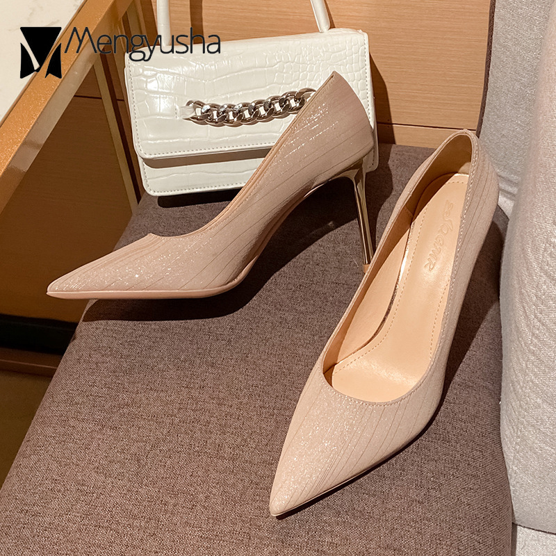 Glitter 15a6d Stillettos 6cm&8cm Woman Sier Pumps Big Size 40/41 Kitten Dress Office Tacones Women Party Bridal Wedding Shoes