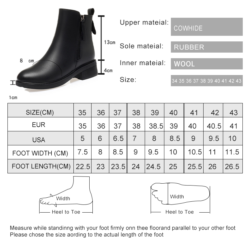 AIYUQI Women Boots Winter Fashion Anti-Slip Women Ankle Boots Mid Heel Natural Wool Genuine Leather Snow Boots Ladies