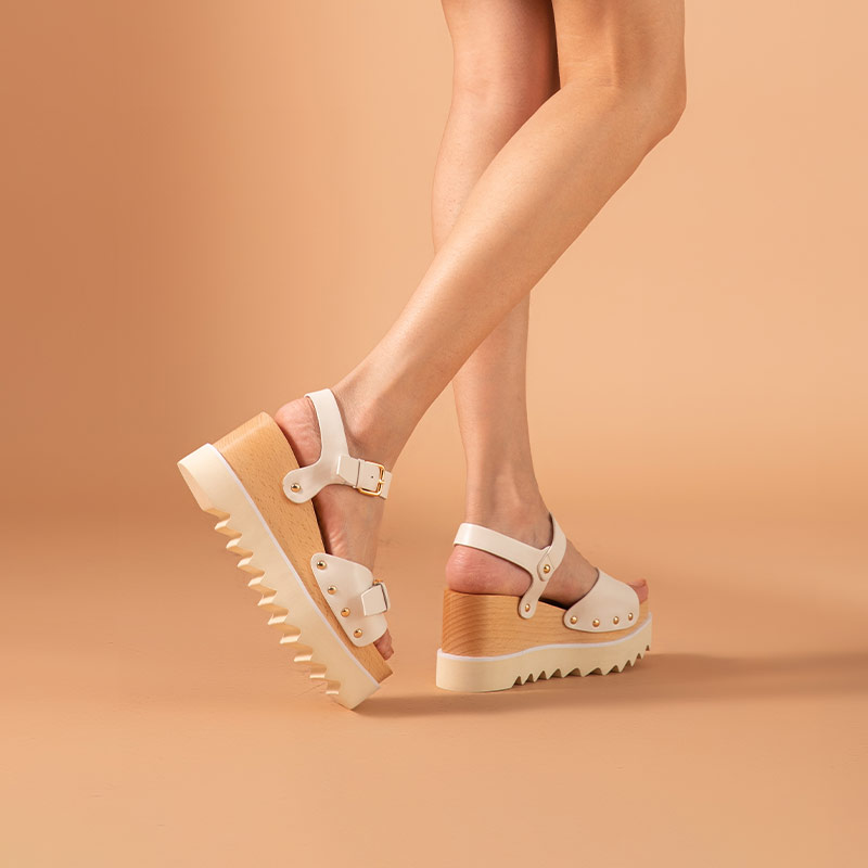 Sandals BeauToday Women Genuine Calfskin Block High Heel Buckle Decor Platform Jagged Sole New Summer Ladies Shoes Handmade 38179 34c4