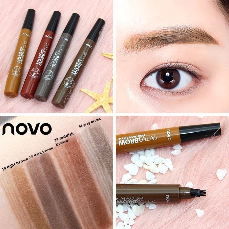 Durable NOVO Four Pronged Liquid Brow Liner for Precise Application Water Resistance & No Smudge Design