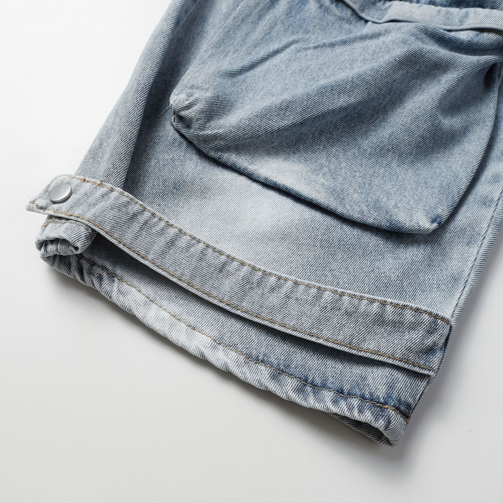 American Street Multi Pocket Punched Work Clothes Jeans Loose Wide Leg Heavy Duty Mens and Womens Pants